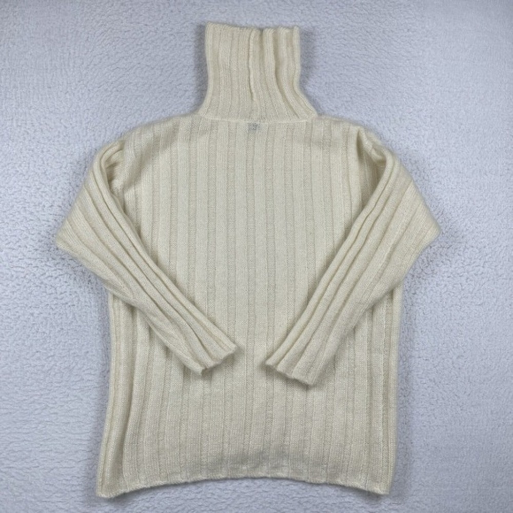 Saks Fifth Avenue Sweater Womens Medium Cream Made in Italy Mohair Blend Cozy - Picture 2 of 11